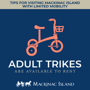 Graphic depicting adult trikes for getting around Mackinac Island
