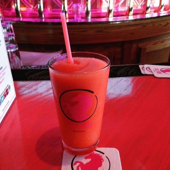 The iconic rum runner at the Pink Pony on Mackinac Island is a popular cocktail that doubles as a refreshing summer treat