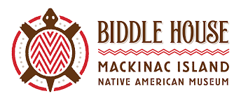 Logo for the Biddle House: Mackinac Island Native American Museum that features the ongoing story of the Anishnaabek peoples of Michigan