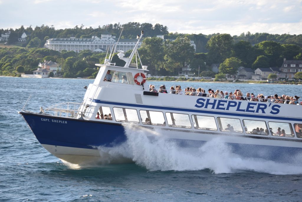Shepler’s Mackinac Island Ferry is one of two companies offering water transportation from the mainland and back.