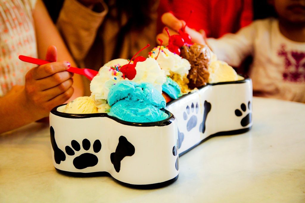 The Grand Sundae at Sadie's Ice Cream Parlor at Mackinac Island's Grand Hotel is served in a dog dish