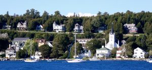 Mackinac Island’s historic Ste. Anne’s Church is one of many landmarks to see on a trip with Great Turtle Kayak Tours.