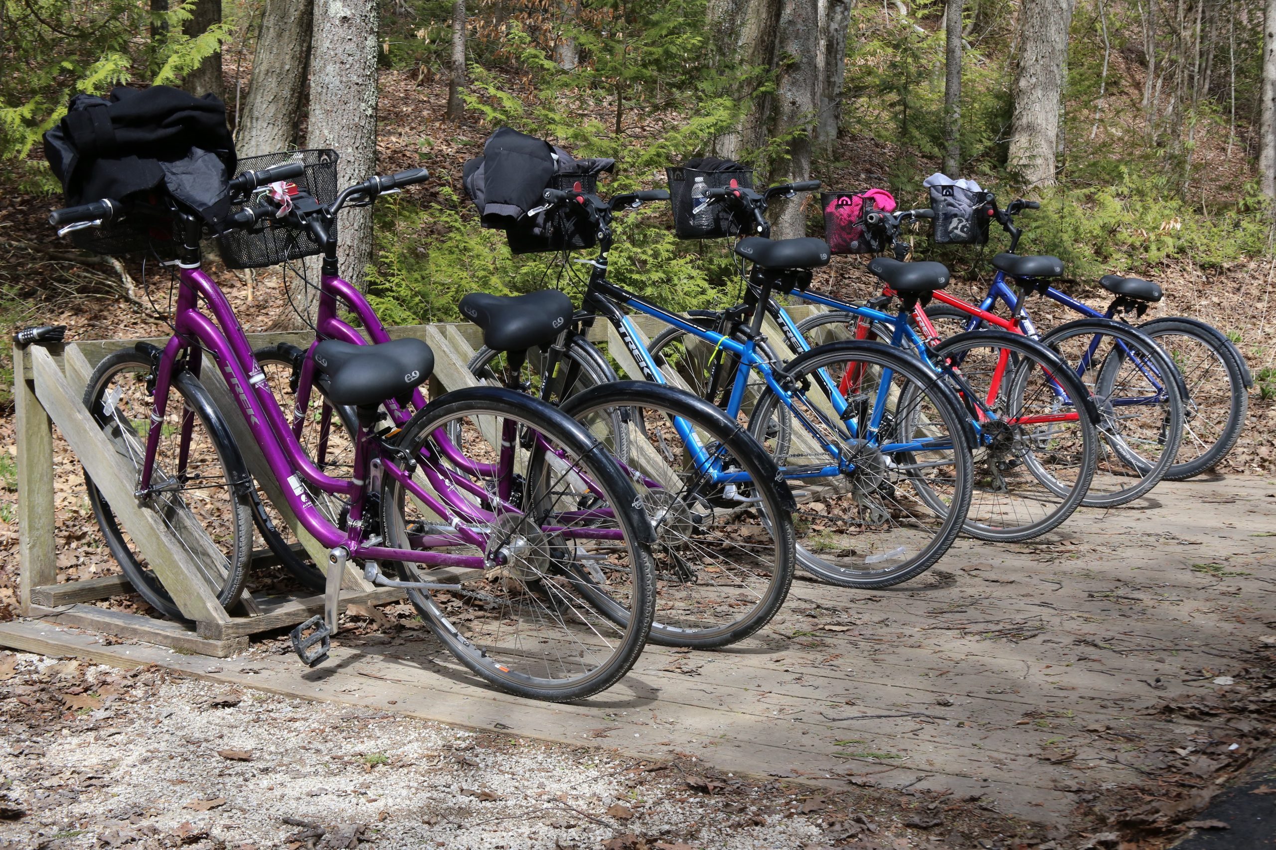 Bicycles are a popular way to get around on Mackinac Island. E-bikes are allowed for people with a mobility disability.