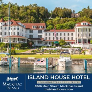Island House Hotel is one of many Mackinac Island places to stay that can accommodate groups of five people or more.