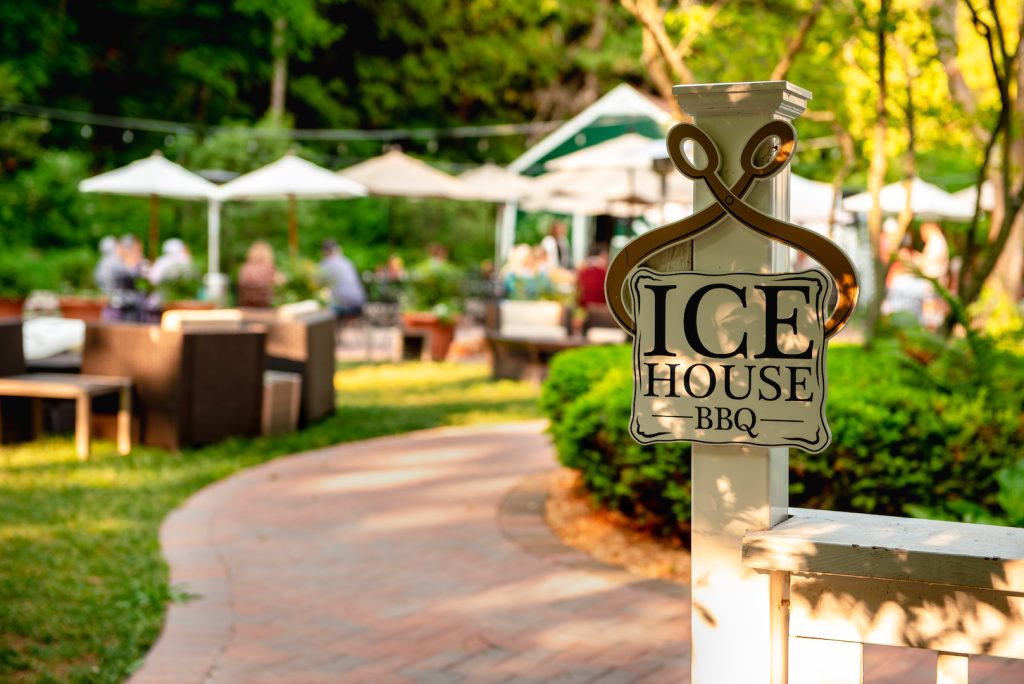 Mackinac Island's Ice House BBQ offers a gorgeous setting for outdoor dining