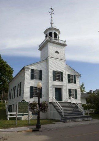 The Mission Church on Mackinac Island is the oldest-surviving church in Michigan, and today is a popular wedding venue. 