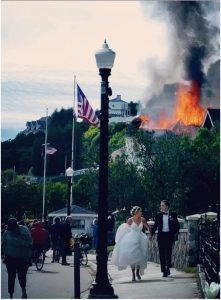 A Mackinac Island fire disrupted the wedding of Jake and Elizabeth Landuyt