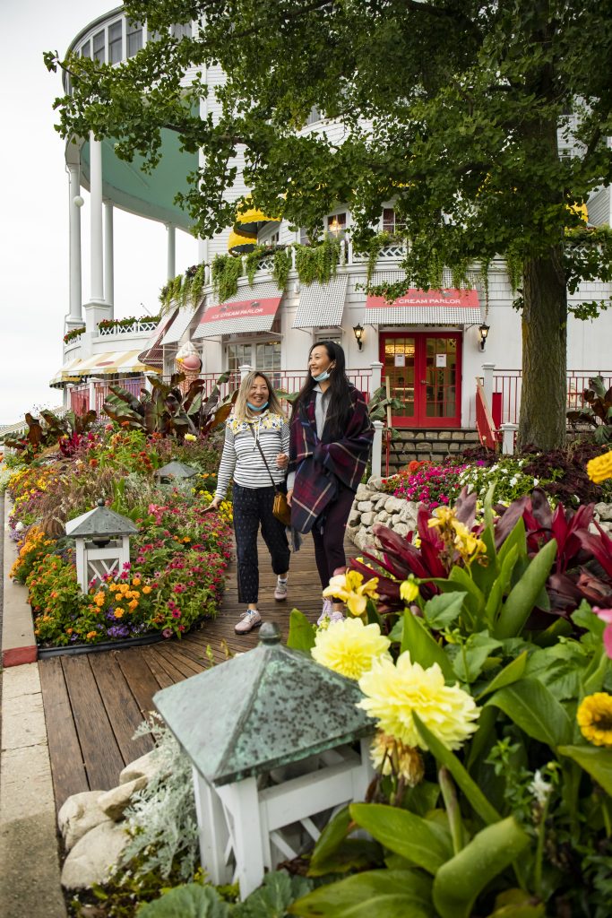 Mackinac Island’s Grand Hotel has the world’s longest front porch and a giant 8-scoop sundae at Sadie’s Ice Cream Parlor.
