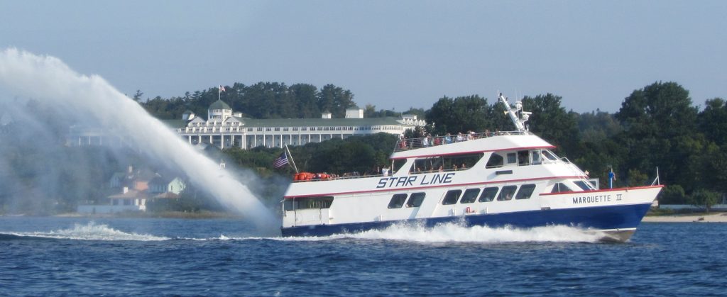 Star Line Mackinac Island Hydro-Jet Ferry is one of two companies offering water transportation to Mackinac Island.