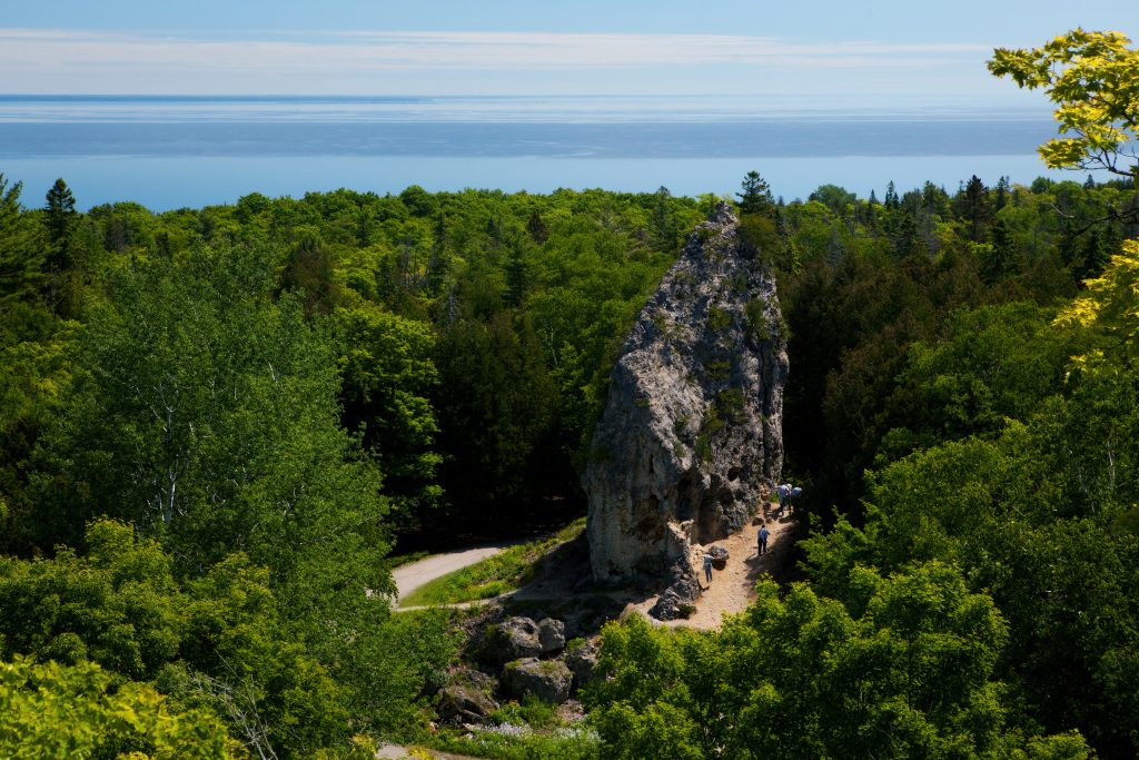 Mackinac Island’s Sugar Loaf is a towering limestone stack and impressive sight that makes for an interesting science lesson.