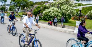 Mackinac Island bike rentals are offered by the hour, half-day, full day or overnight, with many kinds of bicycles available.