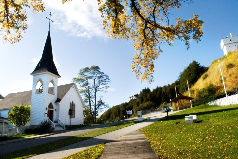 Trinity Episcopal Church on Mackinac Island is a beautiful wedding venue and home to an active congregation.