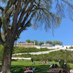 Outside View of Marquette Park Surrounding Fort Mackinac During Sunny Day on Mackinac Island