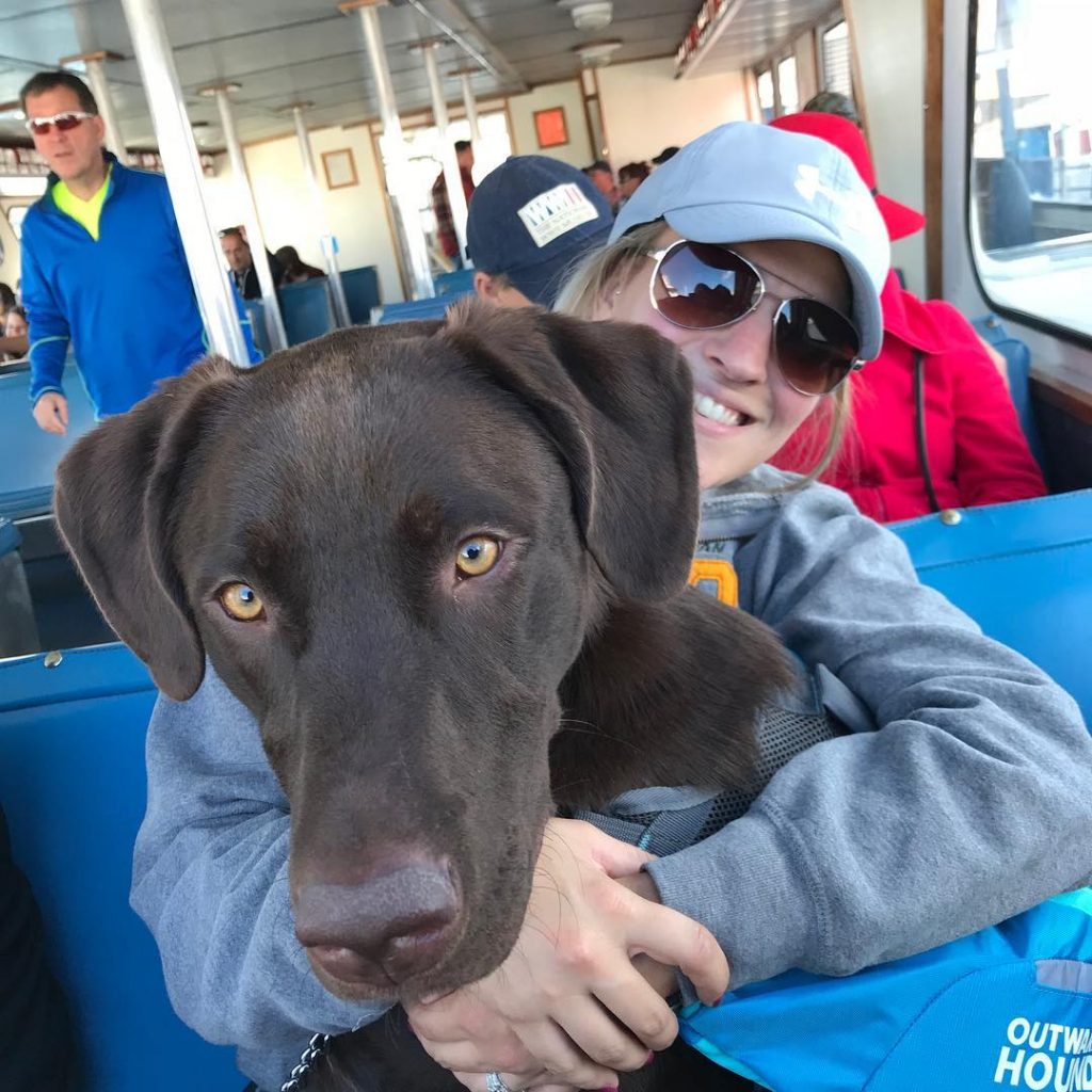 Dog with Owner on Ferry Boat – Mackinac Island Tourism Bureau