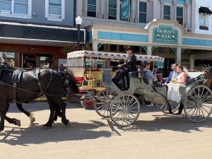 Horse-Drawn Carriage with Newly-Wed Couple on Mackinac Island