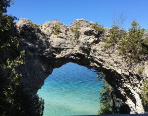 Natural Stone Archway Set Beside Ocean Around Mackinac Island