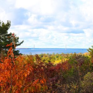 Just like during the Mackinac National Park era, Fort Holmes offers a stunning vista from the highest point of Mackinac Island.