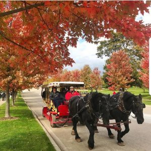 Just like during the Mackinac National Park era, horse-drawn carriage tours remain a popular way to see Mackinac Island.