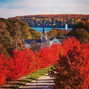 Fall is the best time to visit Mackinac Island and see stunning fall colors downtown and all over Mackinac Island State Park.