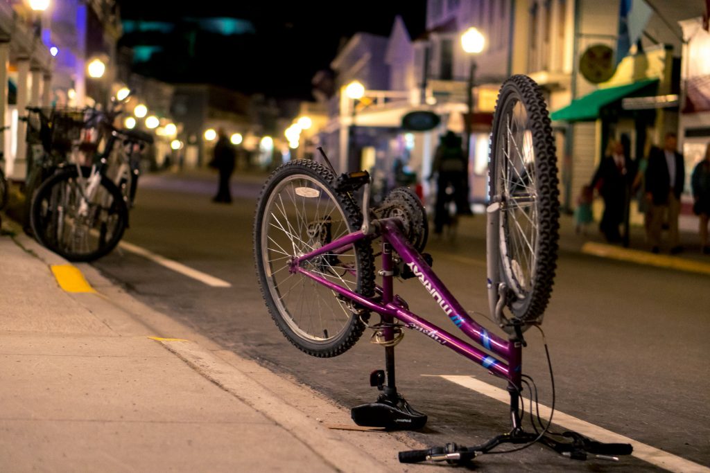 Bicycle repair on Mackinac Island is available at bike rental shops including Mackinac Wheels and Mackinac Bike Barn.