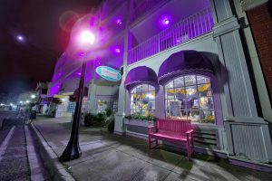 Nighttime View Outside Little Luxuries Shop on Mackinac Island