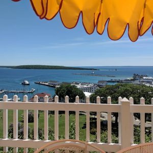 Mackinac Island offers a variety of outdoor dining from waterfront cafes to patios high on the bluff overlooking the harbor.